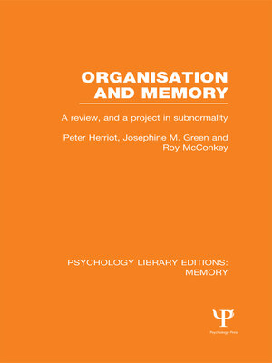 cover image of Organisation and Memory (PLE